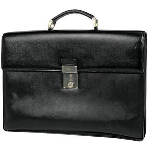 Prada Logo Business Bag Briefcase Document Handbag Saffiano Leather Nero Black